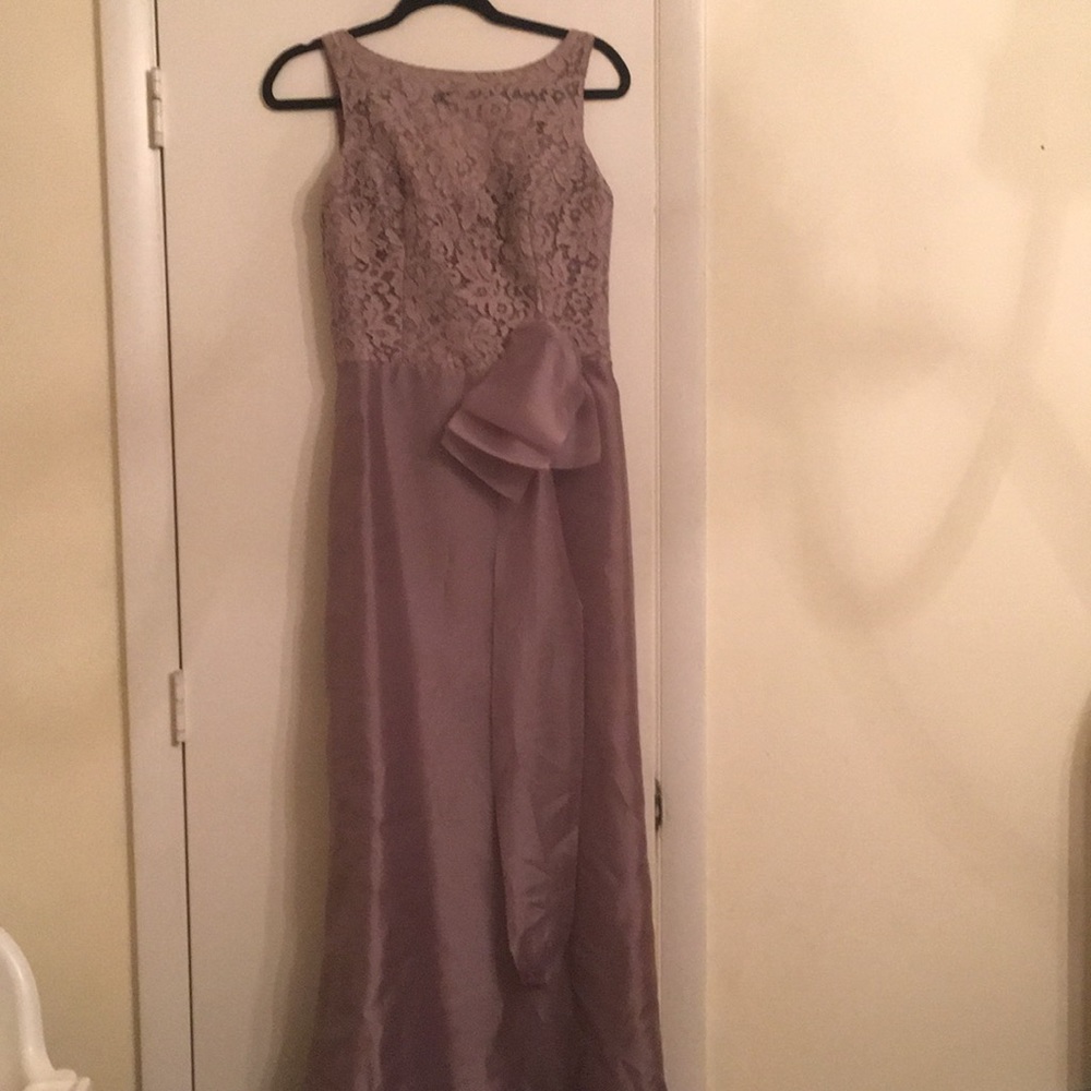Light lace lavender formal dress.